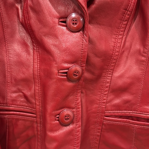 Buttery Soft Red Leather Blazer - Picture 3 of 5
